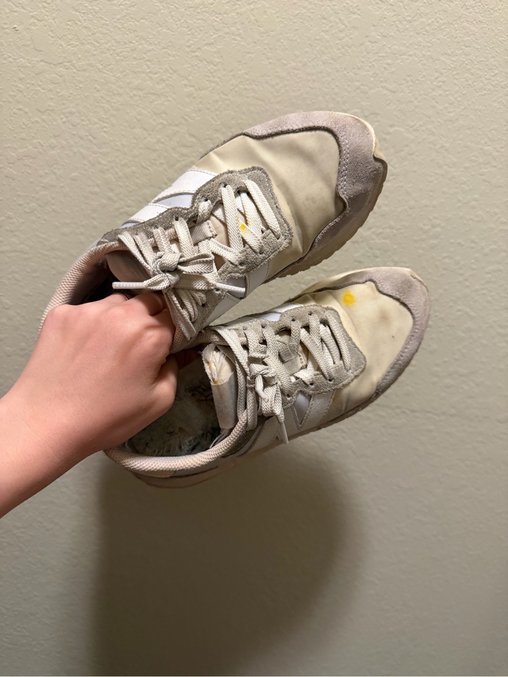 Cream and Beige Retro Runner Sneakers